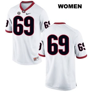 Women's Georgia Bulldogs NCAA #69 Trent Frix Nike Stitched White Authentic No Name College Football Jersey XCS7854HW